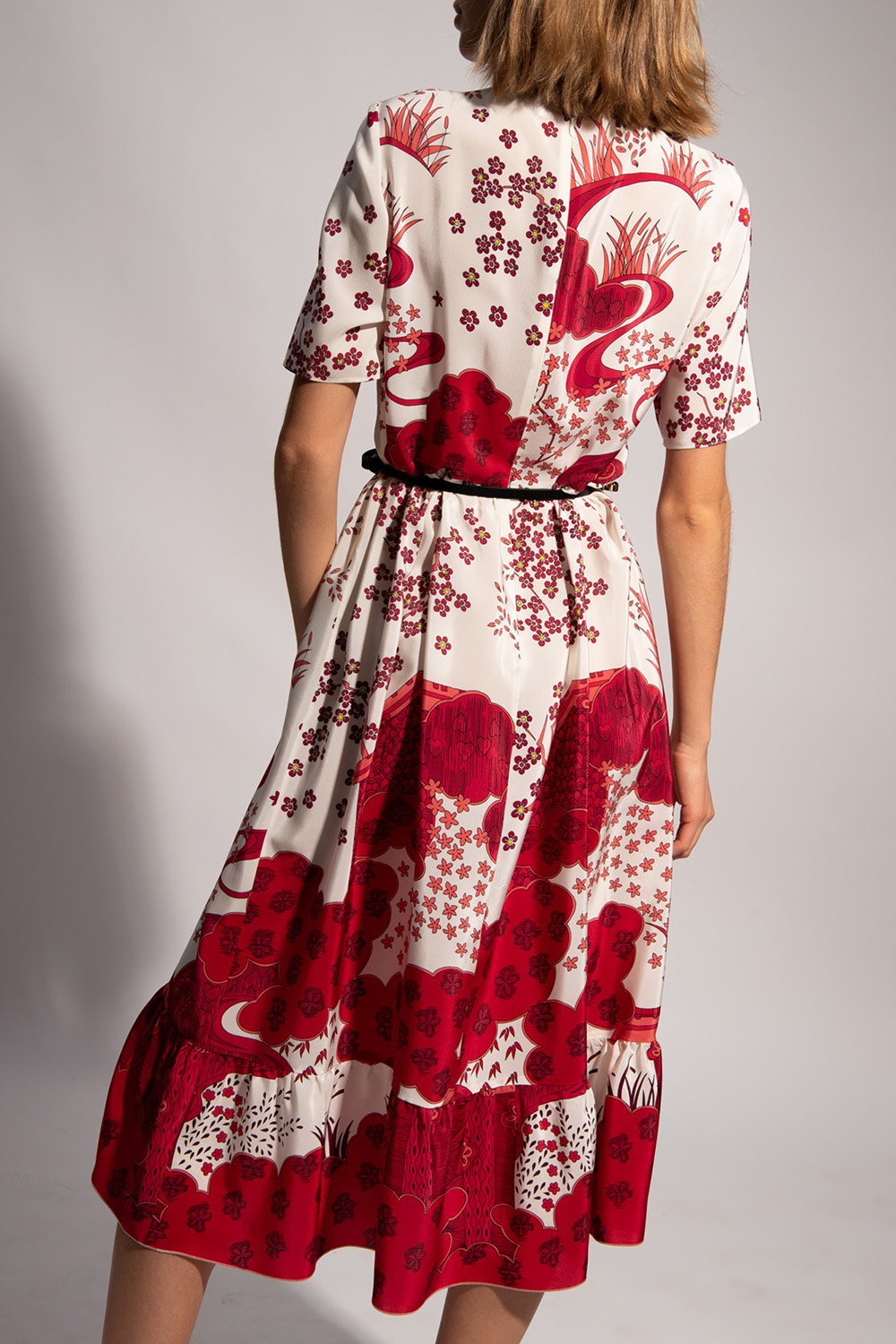 Red valentino floral hot sale midi dress